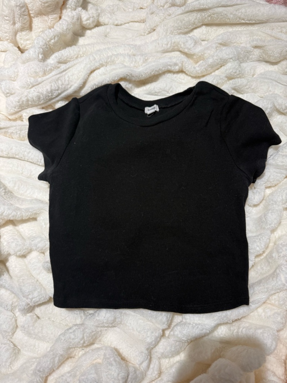 Garage Black Short Sleeve Ribbed Crop Tee